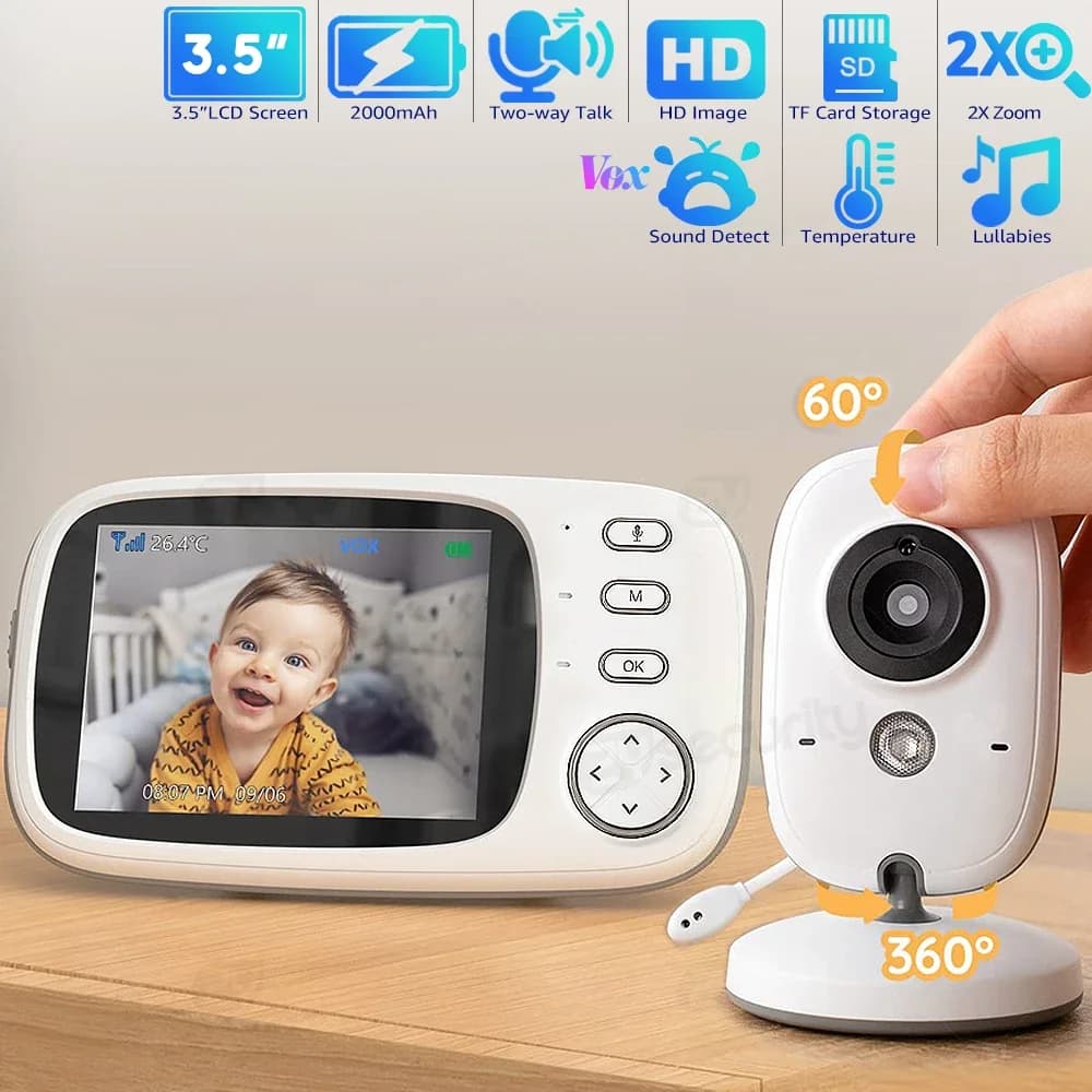 VB603 Baby monitor video wireless 2.4G con LCD da 3,5 pollici Audio bidirezionale Conversazione Visione notturna Telecamera di sicurezza di sorveglianza Babysitter