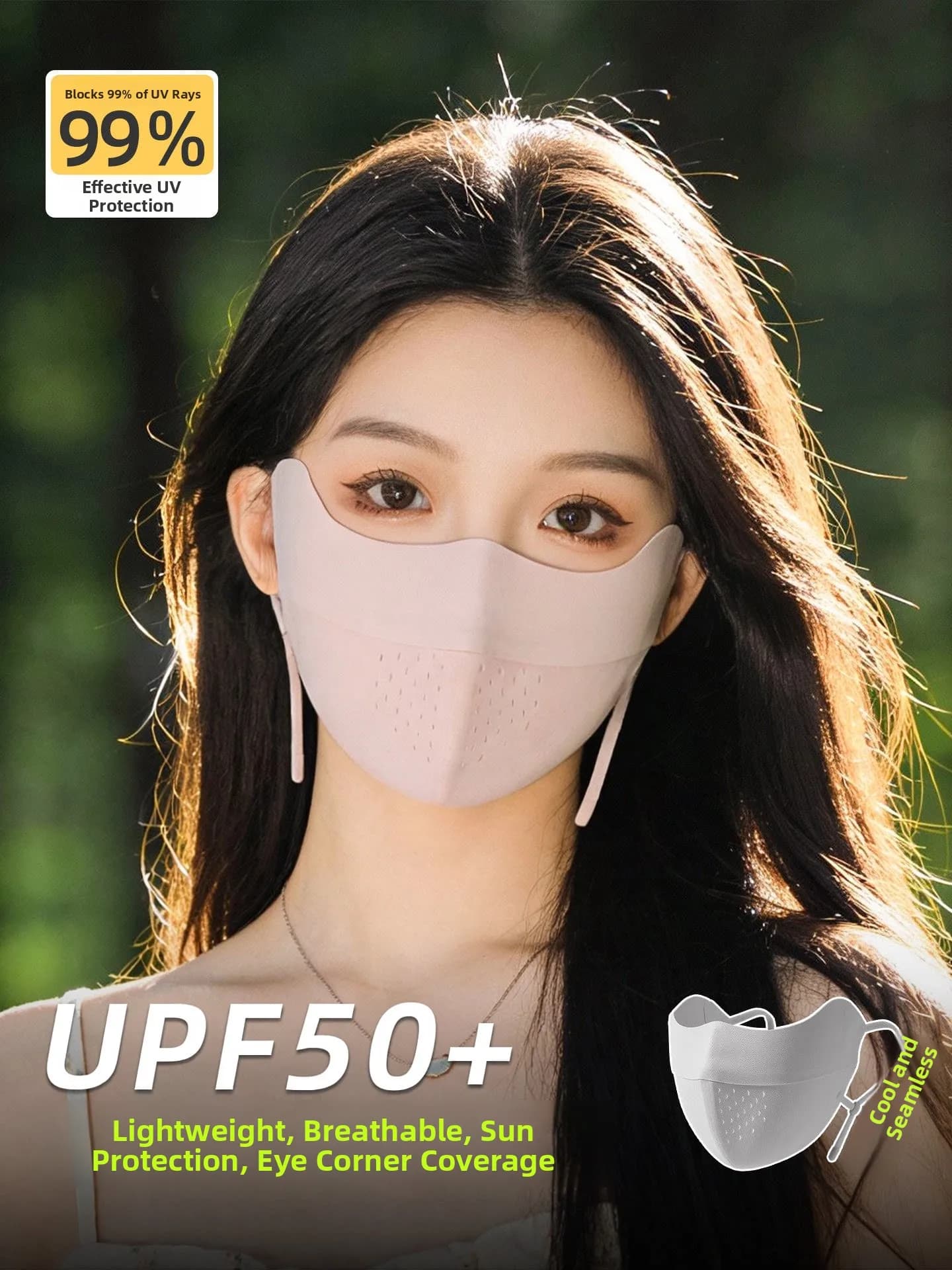 Women's High Aesthetic Sun Protection Face Mask Thin Breathable Ice Silk Summer UV Protection Full Face Sunshade Mask