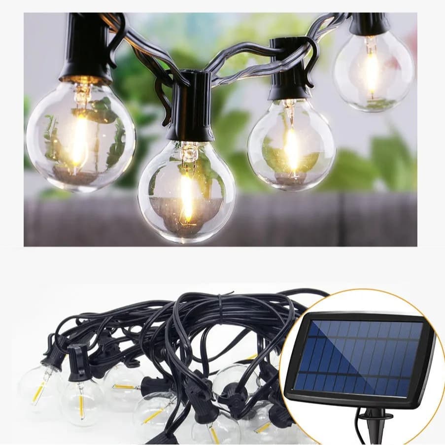 Lampadina solare G40LED Stringa di luce esterna Filo Retro Atmosfera da campeggio Giorno di Natale Stringa di luce Luce impermeabile antipioggia