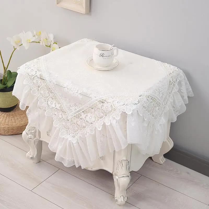 American Style Bedside Table Cover Cloth TV Cover Sound Printer Dustproof Cloth 3D Embroidery Lace Country Style Home Fabric