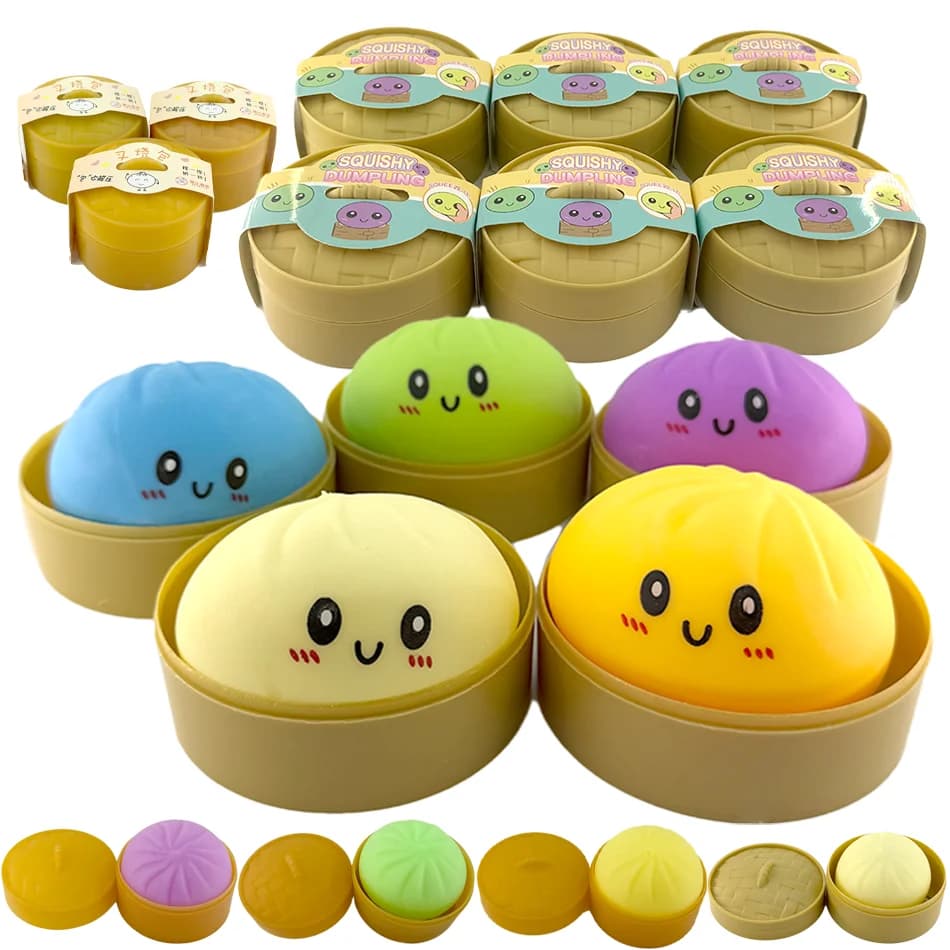 2026 Squishy Dumplings Antistress, Giocattolo Sensoriale Colorato a Forma di Cibo Simulato, Panino Ripieno al Vapore, Giocattoli Squeezable a Lenta Risalita