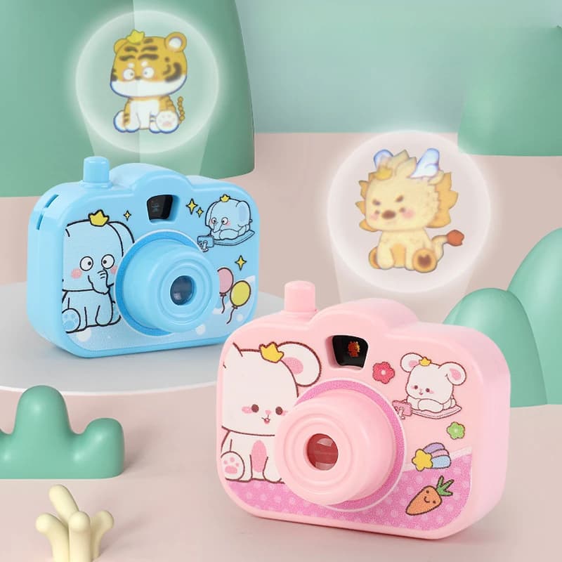 Fotocamera per proiezione di cartoni animati per bambini Mini giocattolo luminoso Puzzle per bambini Modello regalo per l'educazione precoce Ragazzi e ragazze casuali Vendita calda
