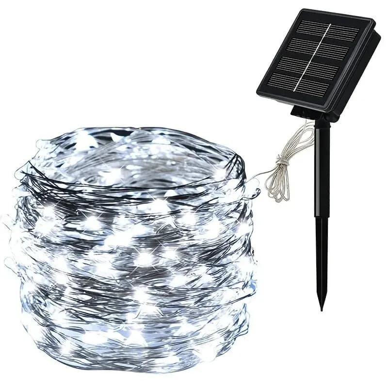 1 set di corde di luce solare per esterni, filo di rame impermeabile a 8 modalità, luce da fiaba, luce natalizia, utilizzata per il giardino esterno