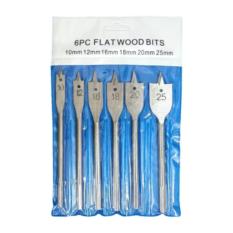 6pcs Flat Wood Drill Bit Set Hex Shank Spade Drill Bits Hanging Bag Pack Wood Hole Opener Drilling Tools For Wood Board Punching