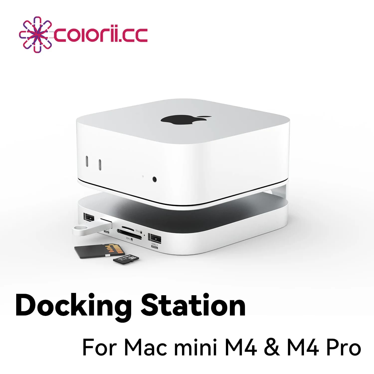 Hub Mac mini USB C con custodia SSD M.2 per Mac Mini M4/M4 Pro Supporto Docking station tipo C Custodia SSD USB3.2 Gen2 SD4.0 TF4.0