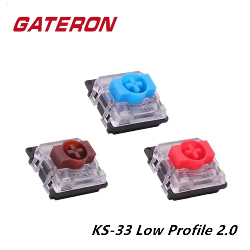 Gateron KS-33 Interruttore a basso profilo 2.0 Alloggiamento inferiore nero 3 pin Blu Rosso Marrone RGB Tastiera meccanica hot swap personalizzata fai da te