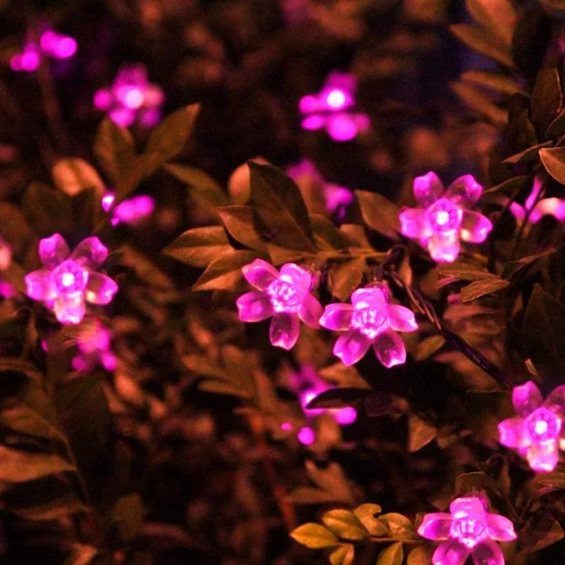 Lampada decorativa natalizia da campeggio Solare Cherry Garden Flower Flower Lights Ghirlande String Lights Solar Outdoor impermeabile