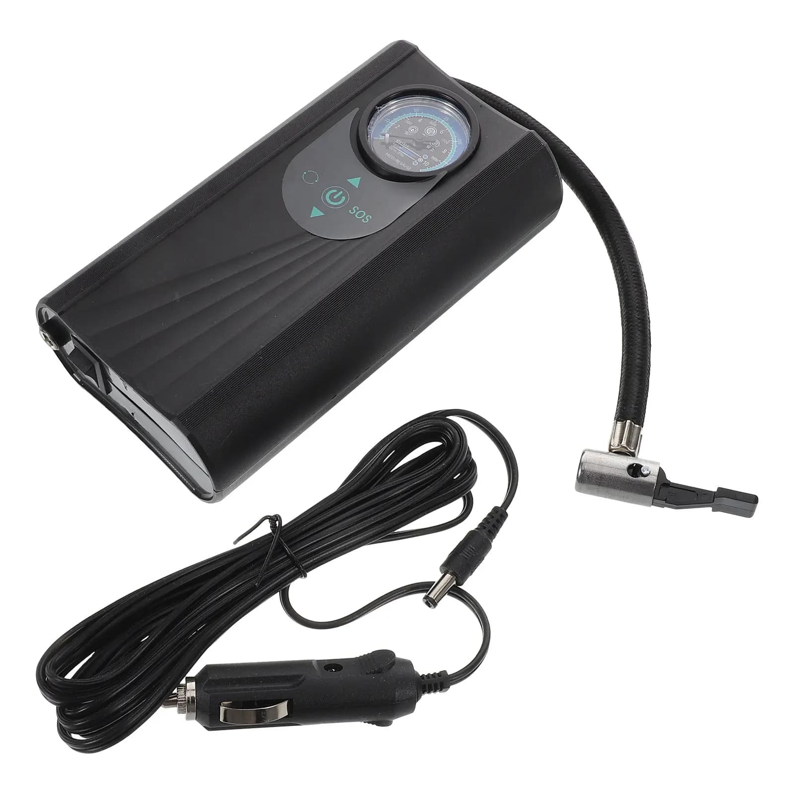 Compressore d'aria elettrico portatile per pneumatici auto, biciclette, moto e palloni, con manometro per gonfiaggio rapido
