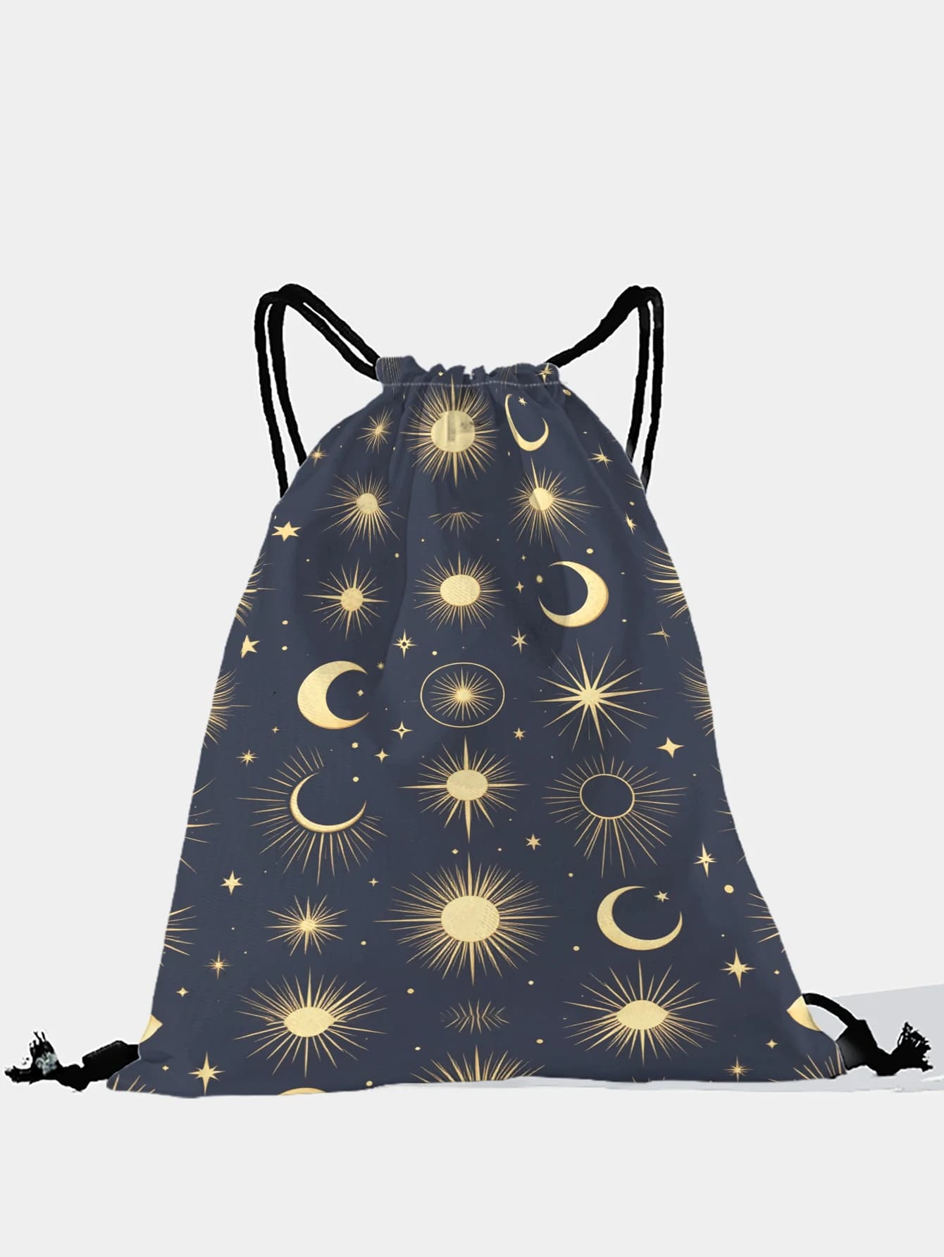 Zaino con coulisse con stampa Sole, Luna e Stelle, borsa sportiva leggera per palestra, yoga, viaggi, scuola, shopping e spostamenti quotidiani
