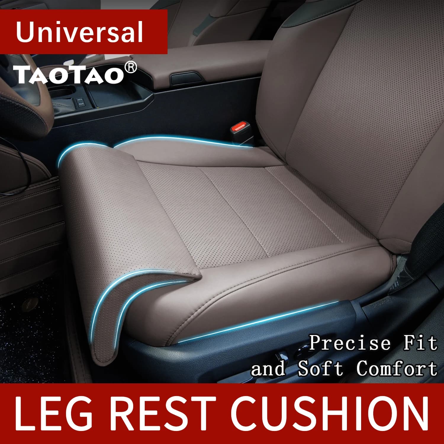 Supporto per gamba conducente Cuscino di estensione Cuscino di estensione per seggiolino auto in pelle Memory Foam Ginocchiere per sedile automatico per supporto gamba conducente