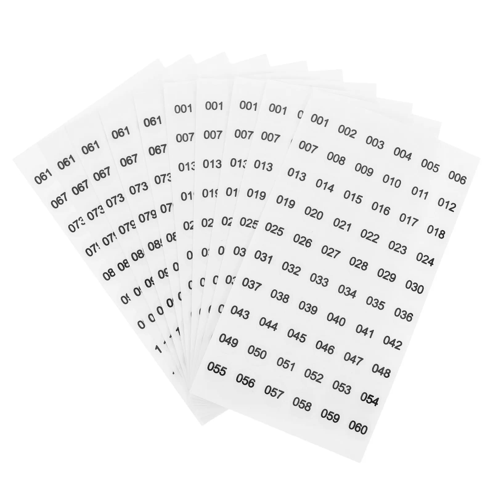 10 Sheets of Labels Adhesive Numerates, Small Transparent Labels for Organization of Nail Flavors in Manicure Salons