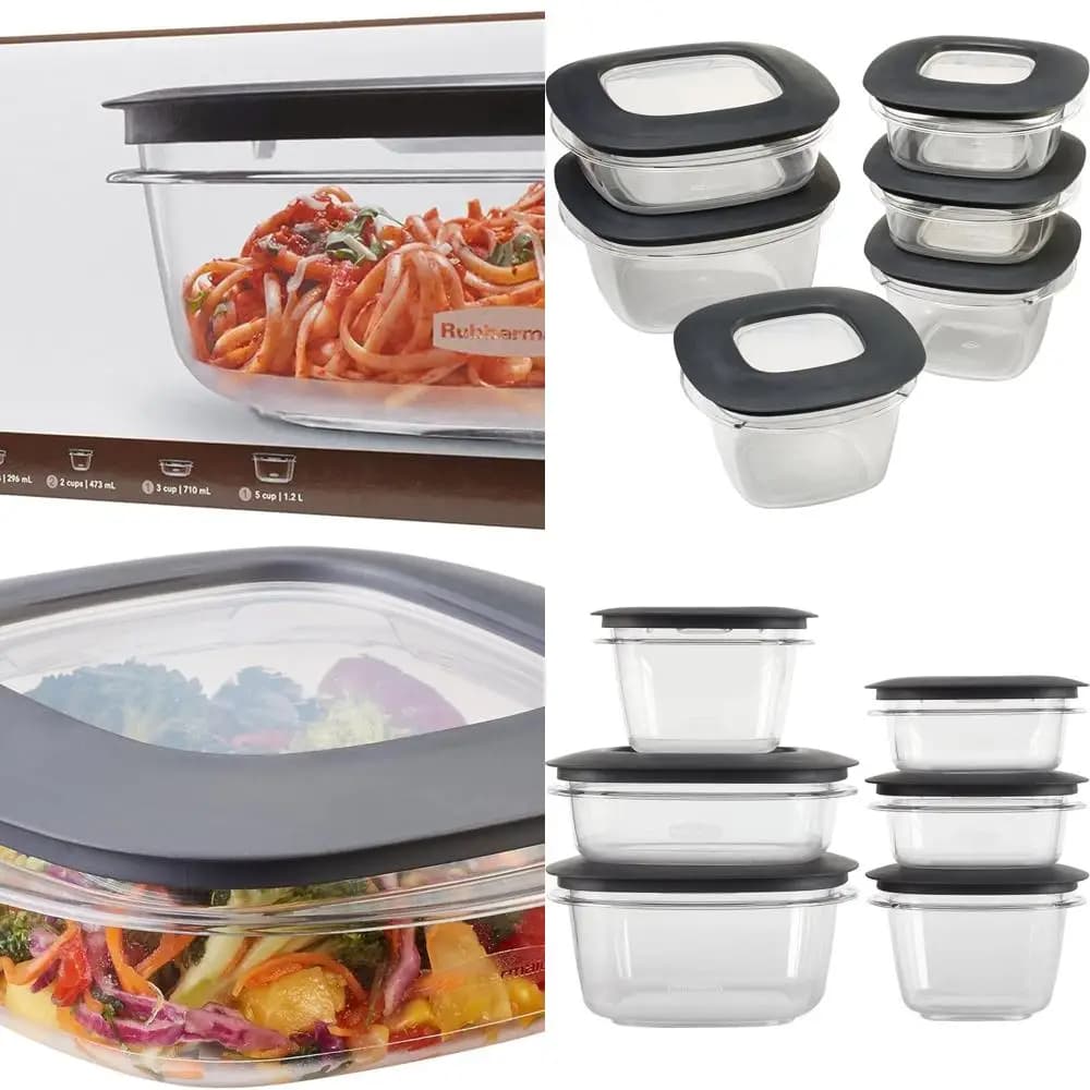 Set di 6 contenitori grigi per la preparazione dei pasti con coperchi, 12 pezzi in totale, senza BPA e resistenti alle macchie