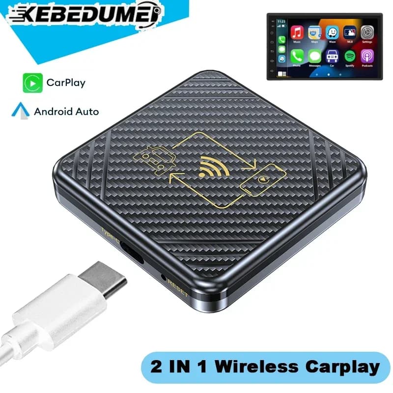 Wireless Carplay Android Auto 2 In 1 Smart Box Bluetooth 5.0 Wireless Adapter Universal Plug and Play Wifi Fast Connect