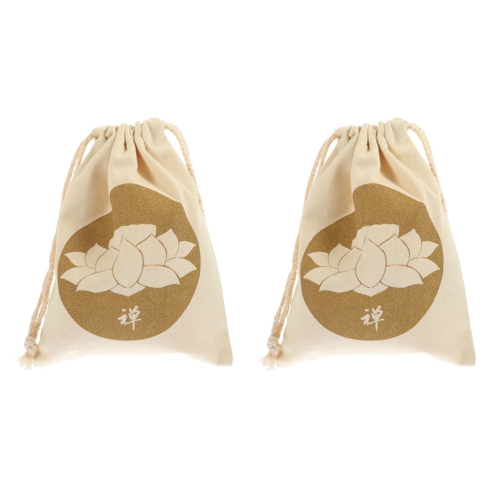 2Pcs Sound Bowl Bag Smooth Drawstring Closure Sturdy Cotton Pouch for Tibetan Singing Bowl Storage and on The Go Use