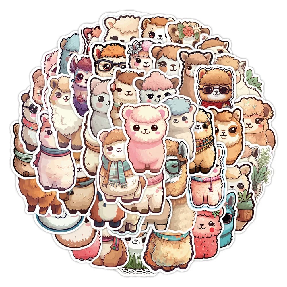 10/30/50PCS Kawaii Alpaca Adesivi Animale Sveglio Adesivo FAI DA TE Tazza Bagagli Del Computer Portatile Del Telefono Auto Bici di Skateboard Del Fumetto Decalcomanie Giocattolo Per Bambini