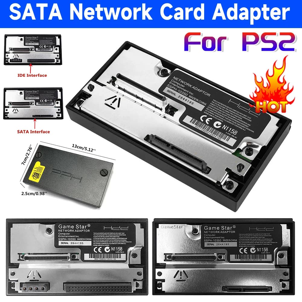 Adattatore per scheda di rete con interfaccia SATA per console di gioco PS2 Fat, HDD SATA per Playstation 2 Fat, accessori per giochi con HDD da 2,5/3,5 pollici