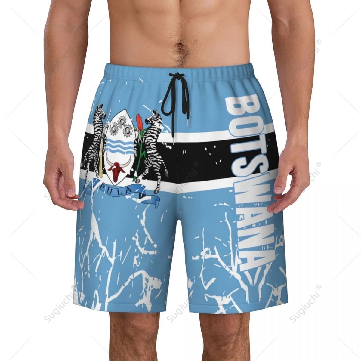 Pantaloni da spiaggia con bandiera del Botswana da uomo Pantaloncini da surf Surf Ragazzi Calcio Ciclismo Costumi da bagno Corsa in poliestere