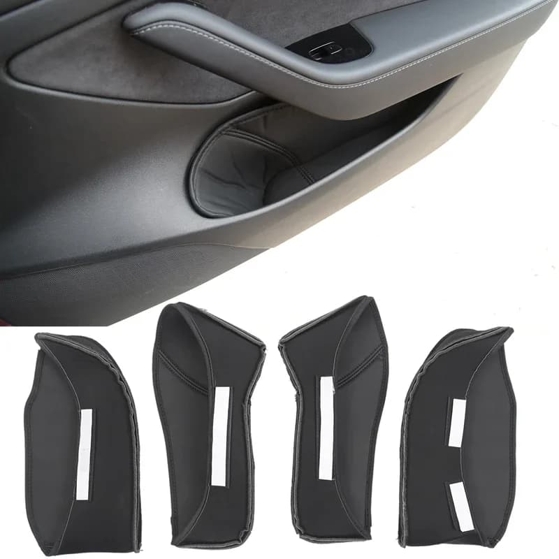 Pop Nuovo-Per Tesla Modello 3 2017-2020 2021 Porta Auto Tazza PU Zerbino Cancello Slot Pad Scatola di Immagazzinaggio Zerbino Porta Laterale Organizer Accessori 4 Pezzi