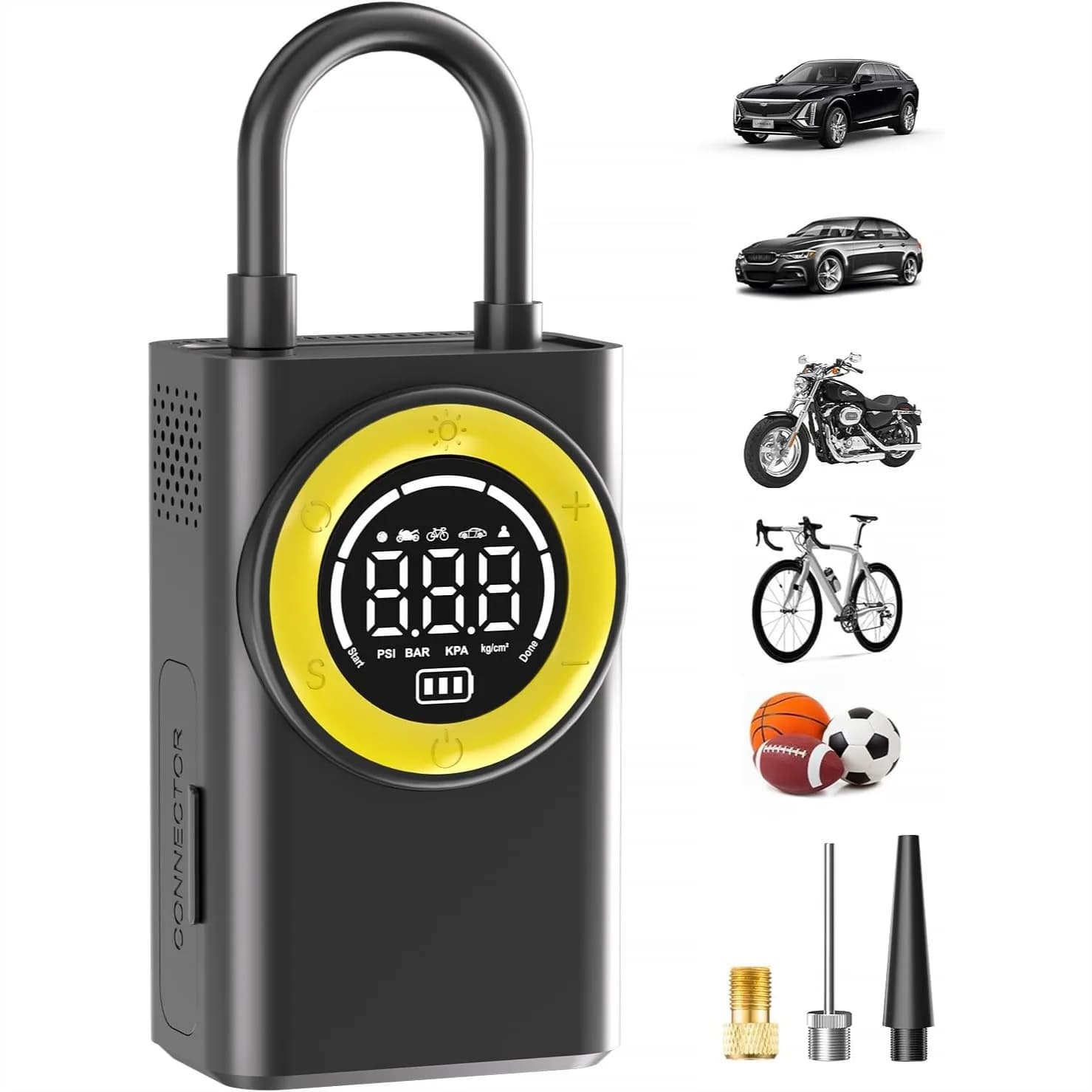Compressore d'Aria Portatile Senza Fili 150 PSI, Gonfiatore per Pneumatici Auto con Manometro Digitale e Luce LED, Gonfiaggio Rapido per Auto