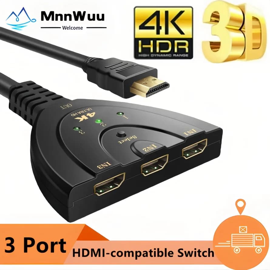 Switch compatibile HDMI 4K Switcher compatibile HDMI a 3 porte Switch KVM 3 in1 out compatibili con HDMI per PS4 TV Box Xbox Roku HDTV