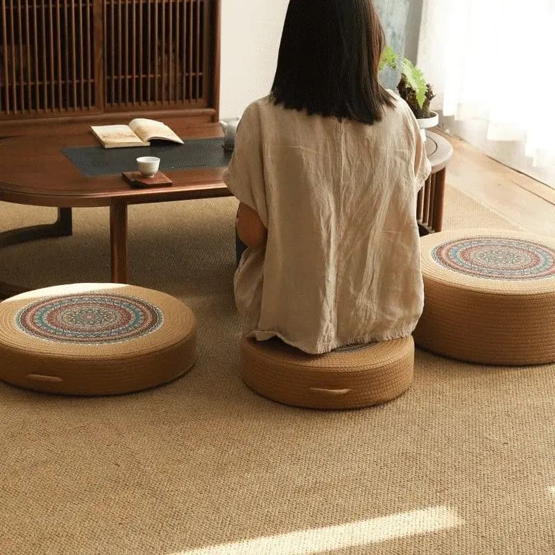 Thickened Cotton Rope Zafu Meditation Pad Tatami Home Use Advanced Sitting Cushion Floor Japanese Style Floor Pillow