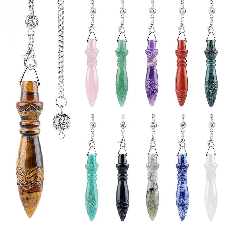 Pendolo in Cristallo di Quarzo Naturale per Guarigione, Reiki, 7 Chakra, Amuleto per Divinazione Spirituale