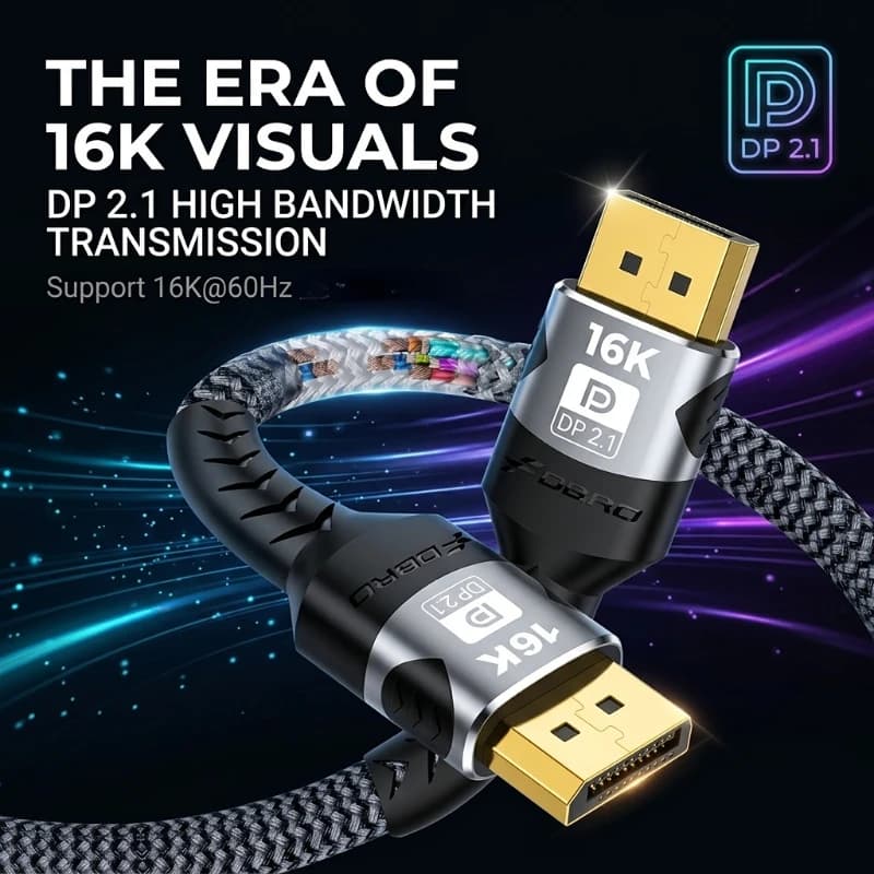 Cavo DisplayPort 16K DP 2.1 8K@120Hz 4K@240Hz 32Gbps HDR Video Audio per Laptop TV Xbox Proiettore Monitor da Gaming