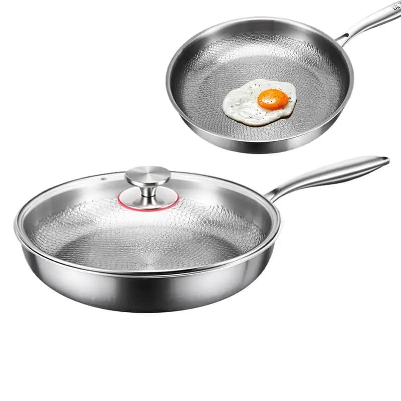 Padella per saltare con coperchio Pentole multifunzionali antiaderenti Padella martellata in titanio per cucina