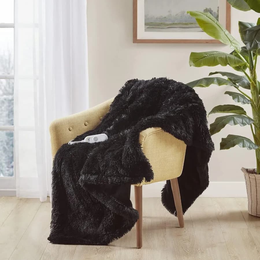 Mila Shaggy Coperta Riscaldata - Morbida Pelliccia Sintetica Coperta Riscaldata Riscaldamento Veloce Spegnimento Automatico Timer Basso EMF 5 Impostazione di Calore ETL Cer