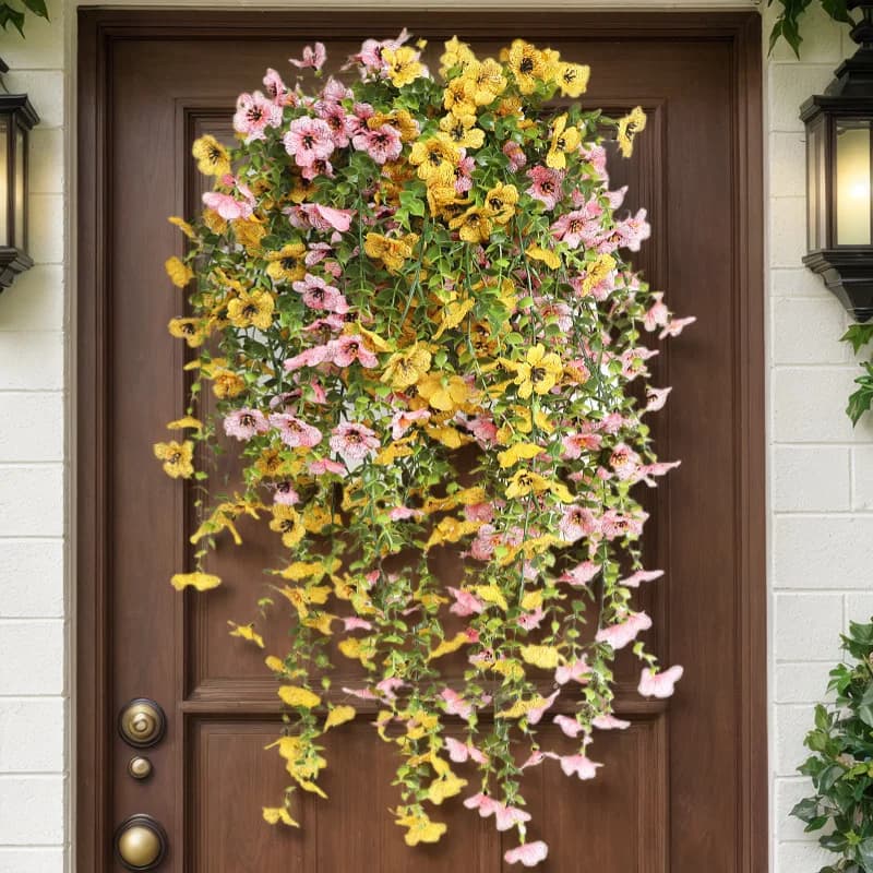 3Pcs Artificial Hanging Flower Violet Eucalyptus Fake Hanging Plant Vines Wall Home Room Garden Wedding Indoor Outdoor Decor