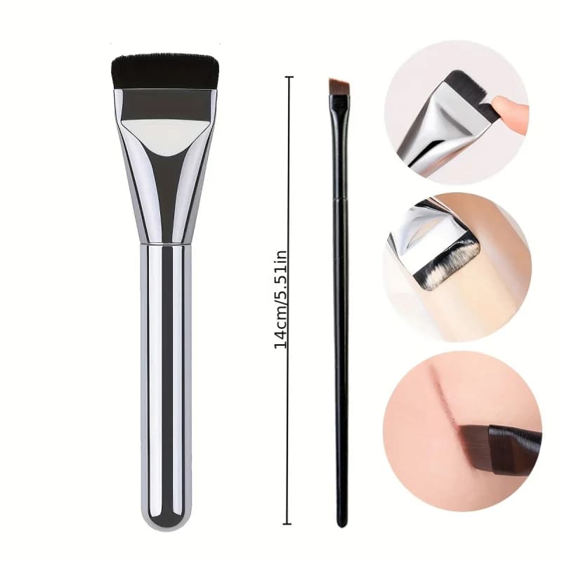 2 PCS New Foundation Brush Korean Makeup Brush Ultra-Thin One-Line Mask Brush Primer Concealer Brush