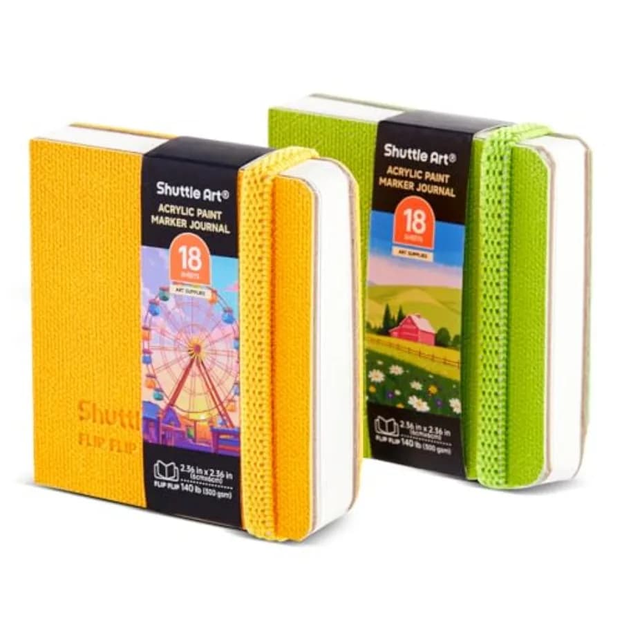 Small Sketchbook for Acrylic Paint Marker - 2 Pack 36 Sheets Total 2.36x2.36 Watercolor Journal with 140LB (300 GSM) Paper, Acr