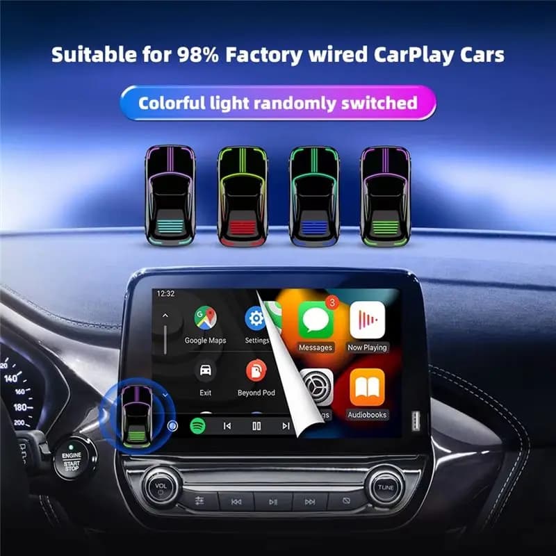 Wireless Carplay Adapter Android Auto Smart AI Box Bluetooth Wifi Fast Connect Plug And Play For Wired Carplay Cars