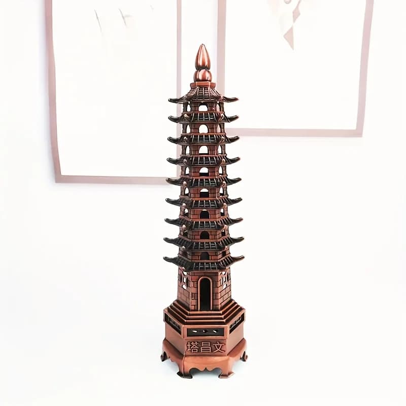 Feng Shui 9 livelli in lega modello 3D cinese Wenchang pagoda torre artigianato statua souvenir decorazione della casa artigianato in metallo