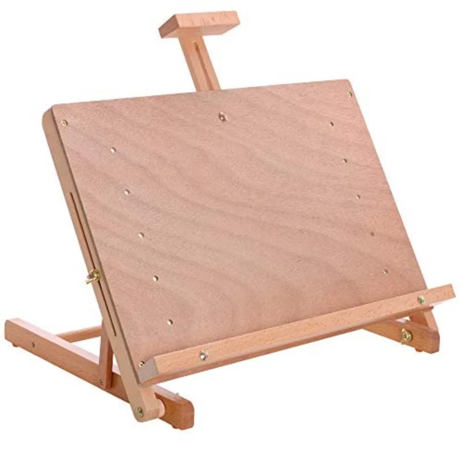 Cavalletto da Tavolo in Legno Massello Cancun - Tavolo da Disegno per Studio Artistico, Tavolo da Disegno Portatile, Tavolo Regolabile per Arte, Tablet