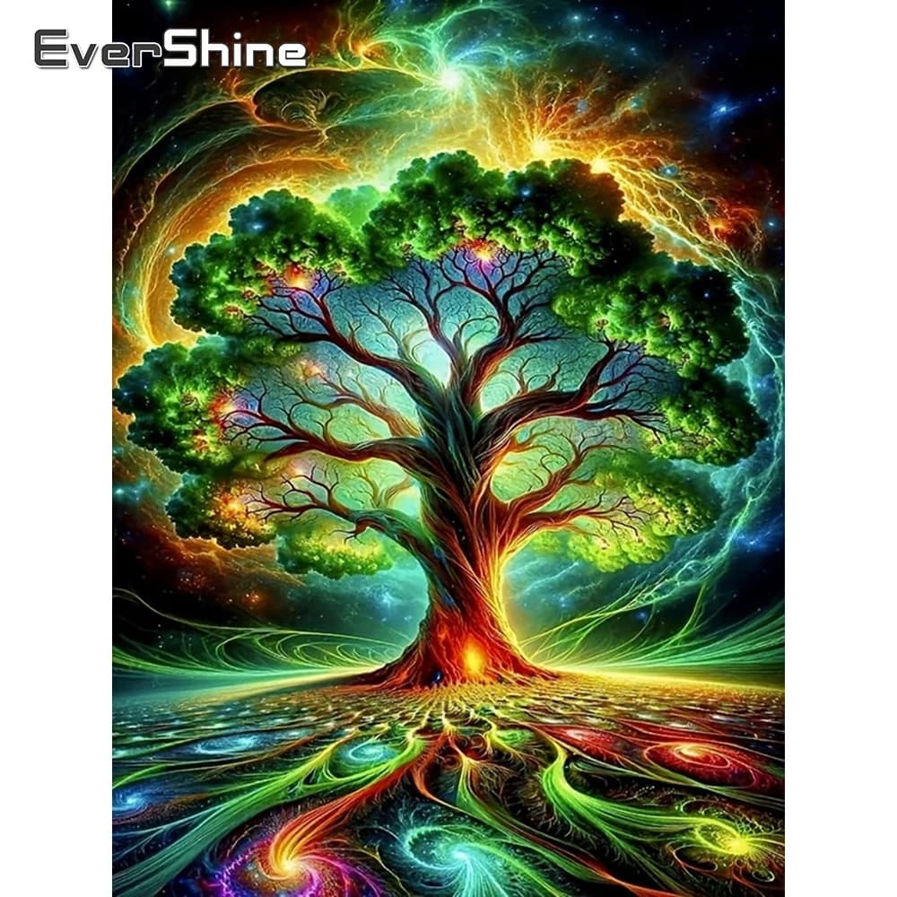 EverShine Quadro Diamantato Paesaggio con Albero, Ricamo a Diamante Completo, Mosaico di Strass, Decorazione Murale per Casa e Camera da Letto