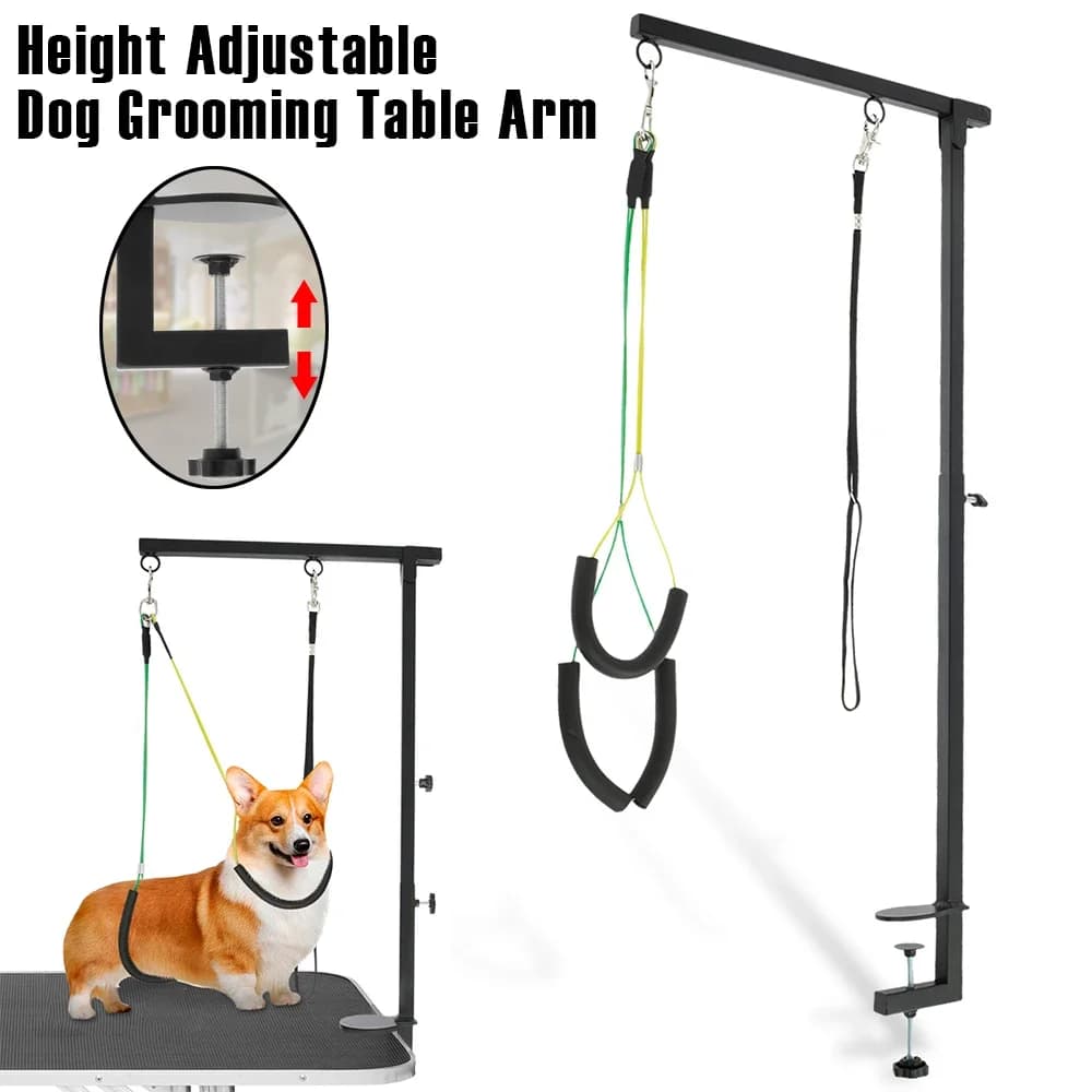 Supporto per Toelettatura Cani DurableDog con Braccio in Ferro e Morsetto, Regolabile in Altezza, per Taglio Unghie e Bellezza degli Animali Domestici