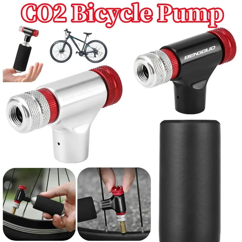 Mini pompa CO2 per bicicletta, gonfiatore portatile per pneumatici, adattatore Schrader Presta, pompa CO2 automatica in lega di alluminio per MTB e bici da strada