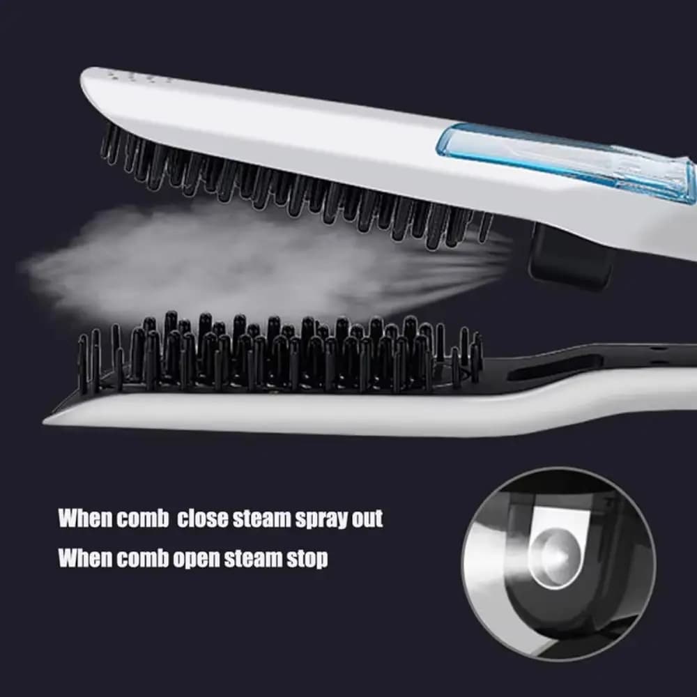 Piastra per Capelli a Vapore con Display LCD, Riscaldamento PTC Rapido, Anti-scottatura, Regolabile