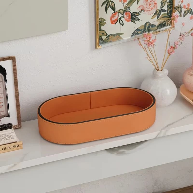 Scatola portaoggetti per chiavi d'ingresso Vassoio da tavolo per tavolino Scatola per cosmetici Porta d'ingresso Ornamenti decorativi in pelle