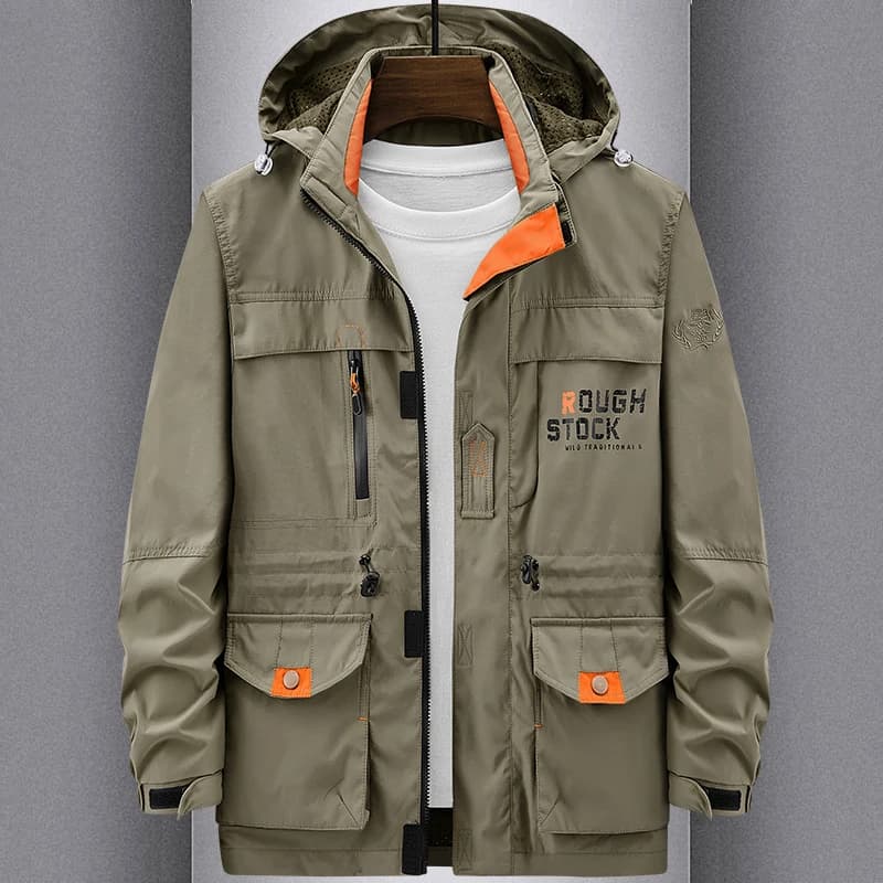 Spring Autumn Men's Loose Casual Outdoor Jacket New Style Workwear Coat with Multiple Pockets Mid-Length Breathable Fashion C...