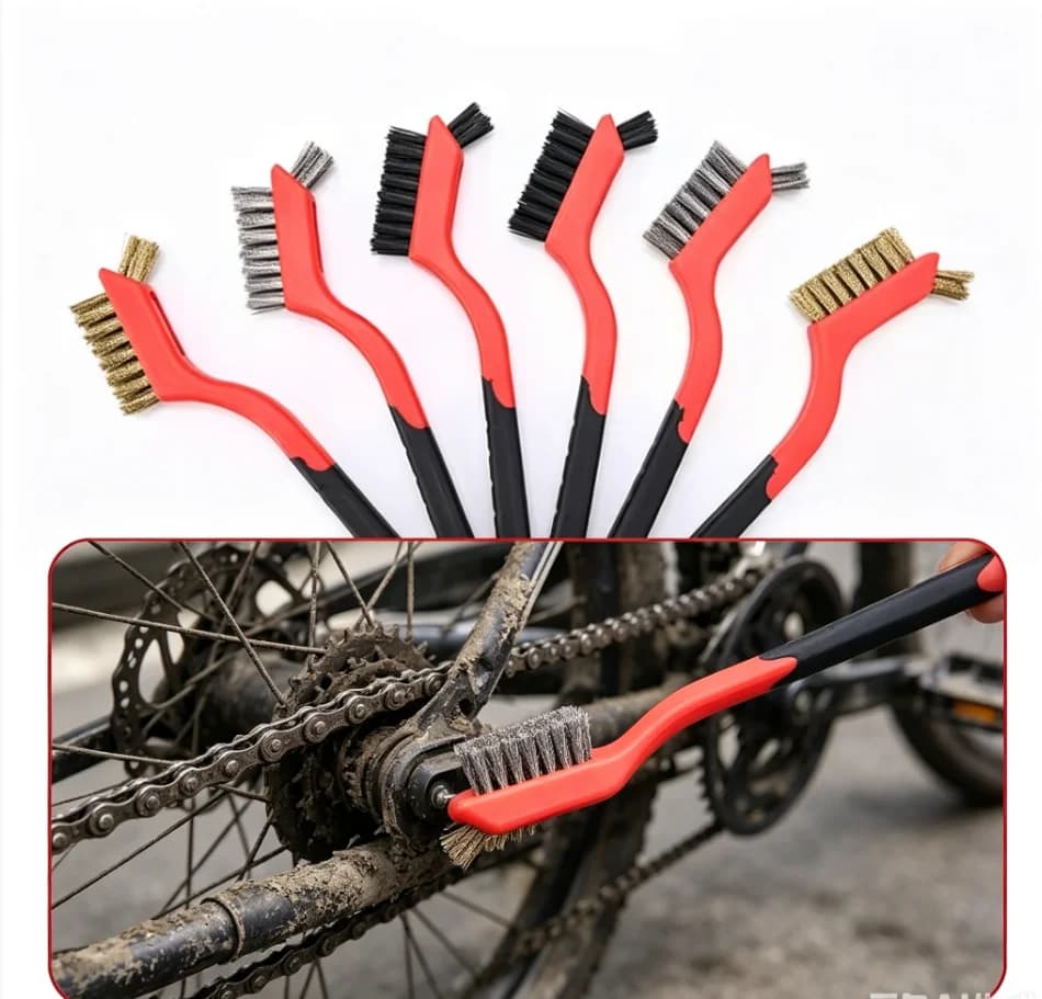 3pcs Wire Brush Set Cleaning Tools Nylon Stainless Steel Copper Wire Brush with Curved Handle Grip for Rust Deep Cleaning Tools