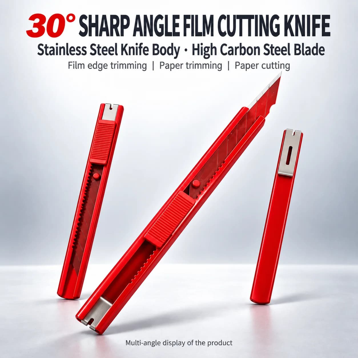 KUNAISI 30 Degree Precision Utility Knife Stainless Steel Snap Off Cutter for Vinyl Wrap PPF Window Tint Craft Cutting Tool