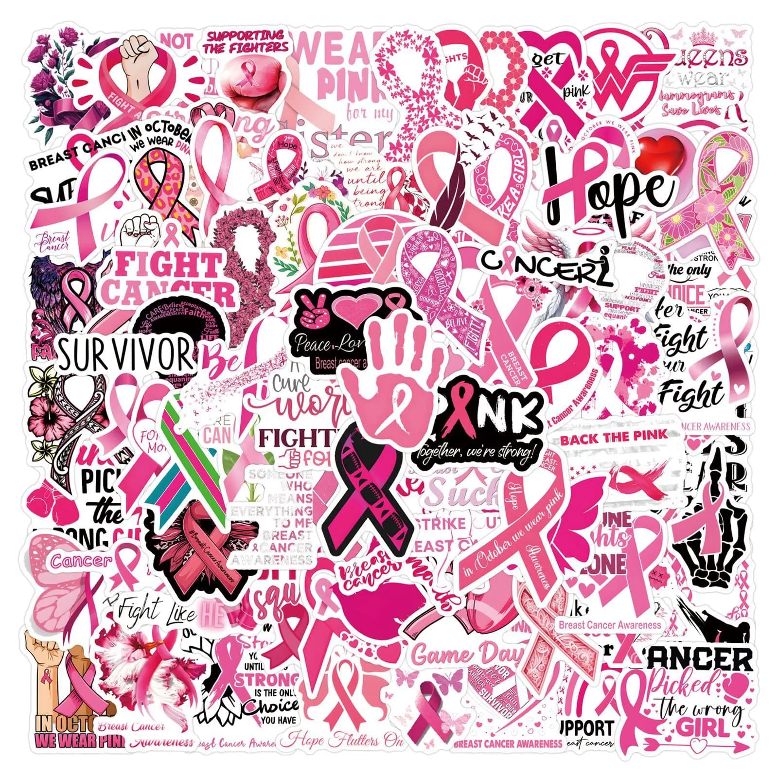10/55/110PCS Cancro Al Seno Prevenire Gli Adesivi Divertente Graffiti Sticke FAI DA TE Del Fumetto Decalcomanie Scrapbook Bagagli Del Computer Portatile Del Telefono chitarra bici