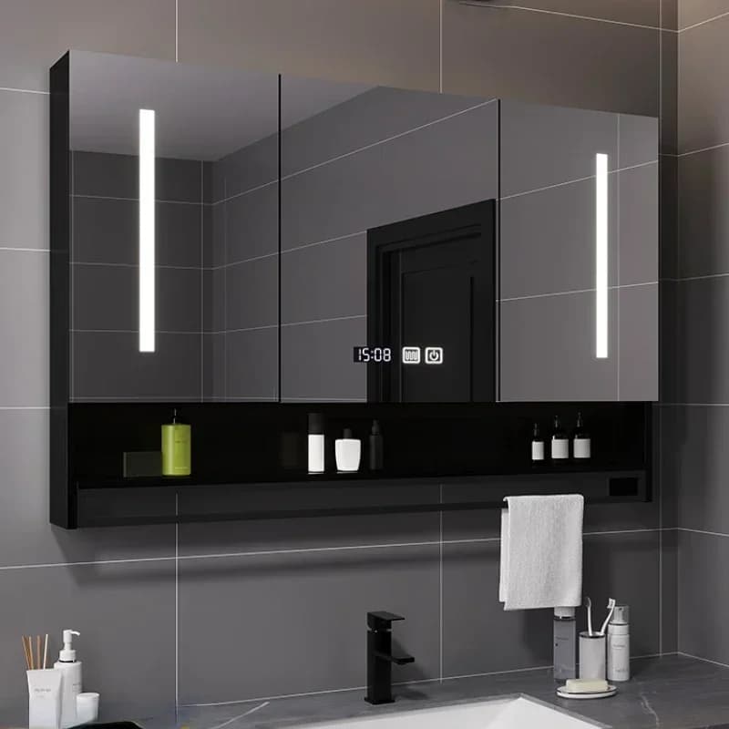 Armadietto da bagno stretto Specchio per il trucco da bagno Armadietto da bagno Cassetto portaoggetti Display Specchi per WC Mensola a muro Mobili da bagno