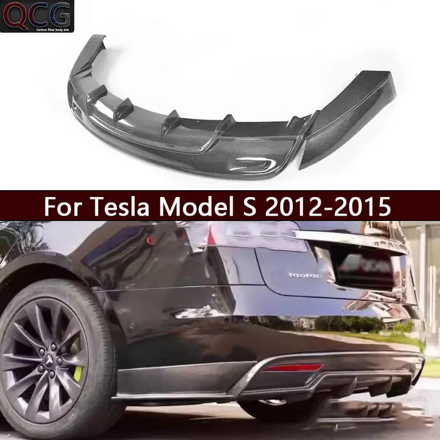 For Tesla Model S 2012-2015 Carbon Fiber Car Rear Bumper Diffuser Rear Splitters Spoiler Back lip Car Accessories body kit
