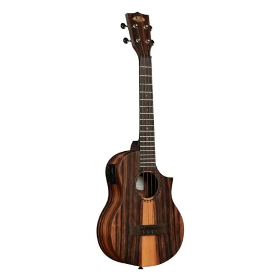 Ukulele Tenore Kala Amara Tri-Top con Cutaway ed EQ, Design in Legno Impressionante, Elettroacustico, Tono Ricco, 4 Corde