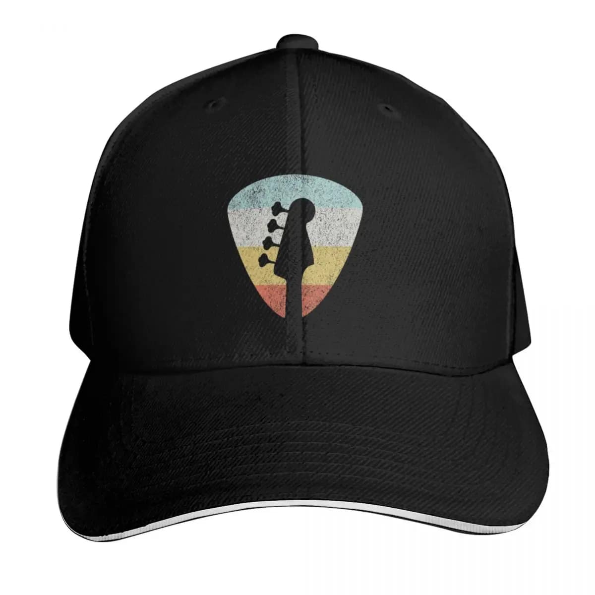 Retro Bass Player Guitar Pick Baseball Cap Lightweight Packable Gift for Him Her Casual Daily Wear