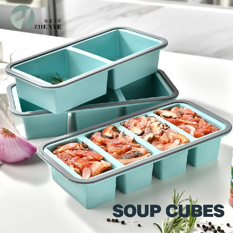 Silicone Meal Preps Containers With Compartments Soup Cubes Silicone Freezer Storage Tray Tidy Refrigerator Leftovers Storage