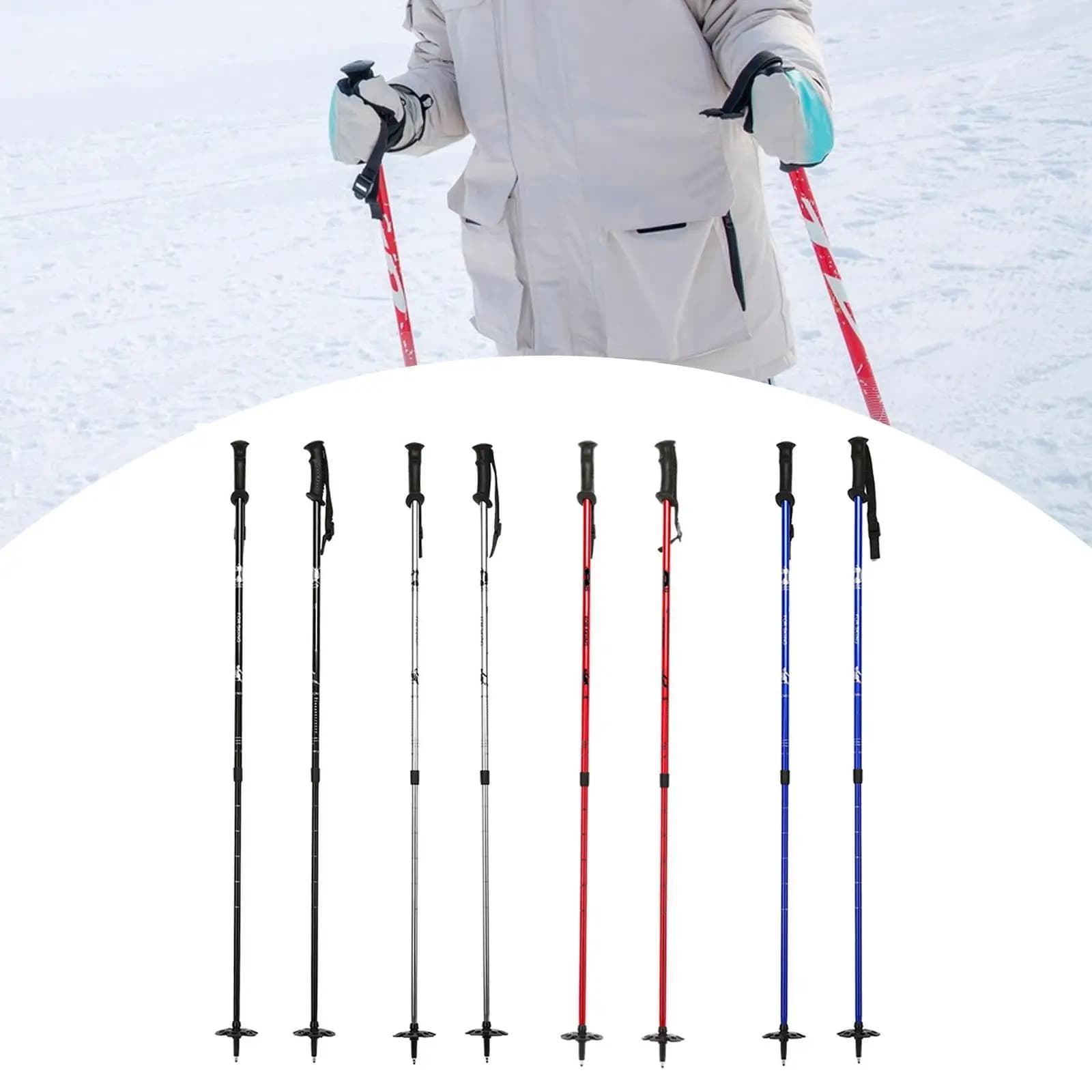 Ski Poles for Adults Kids with Lock System Ergonomic Grip Walking Sticks for Winter Sports Hiking Skiing Mountaineering Outdoor